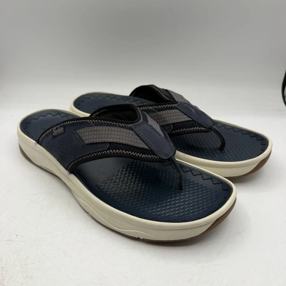 Florsheim Tread Lite Thong Sandals Mens Sz 12 W WIDE Navy Flip Flops 14363-410